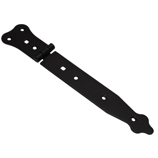 Pack of 1 x 200 mm Narrow T-Hinge Black, Vintage Steel Tee Hinges, Weather Resistant, Rust Proof Powder Coating, T Strap Hinges
