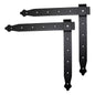 Pack of 2 x Flat Corner L Shape Plate, 300 x 300 mm Black Flat Right Angle Bracket, Decorative, Powder Coated Steel Repair Brace