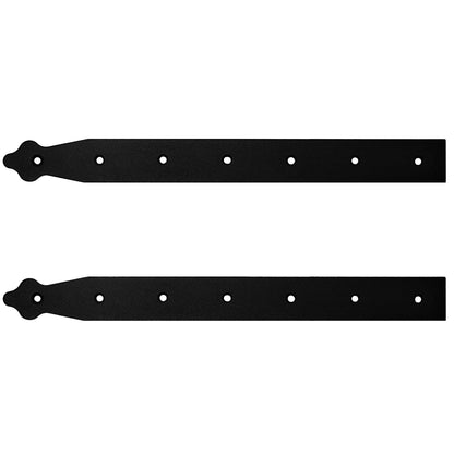 Pack of 2 x 350 mm Dummy Hinge Heads, Black Steel, Vintage False Strap Hinges, Weather Resistant, Rust Proof Powder Coating