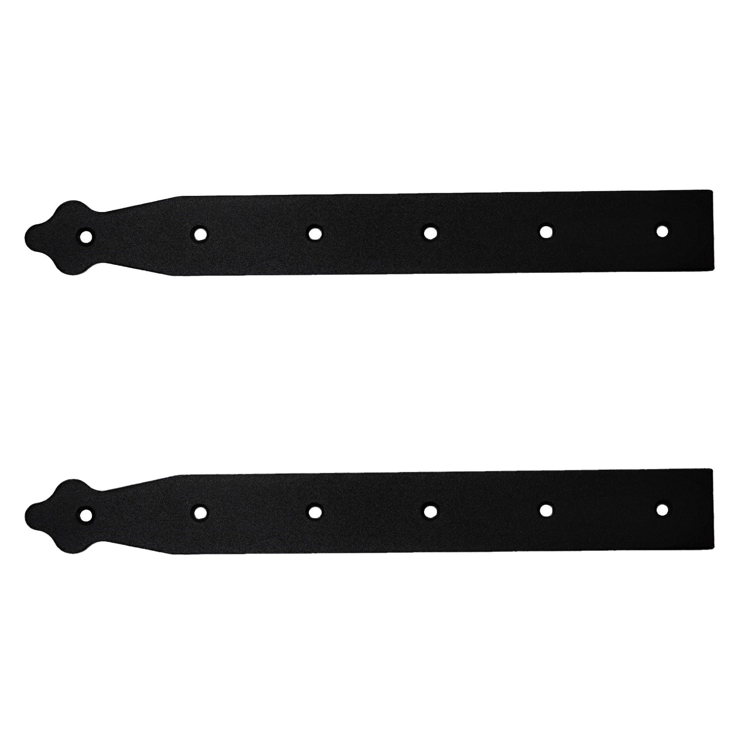 Pack of 2 x 300 mm Dummy Hinge Heads, Black Steel, Vintage False Strap Hinges, Weather Resistant, Rust Proof Powder Coating