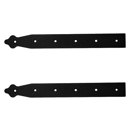 Pack of 2 x 300 mm Dummy Hinge Heads, Black Steel, Vintage False Strap Hinges, Weather Resistant, Rust Proof Powder Coating