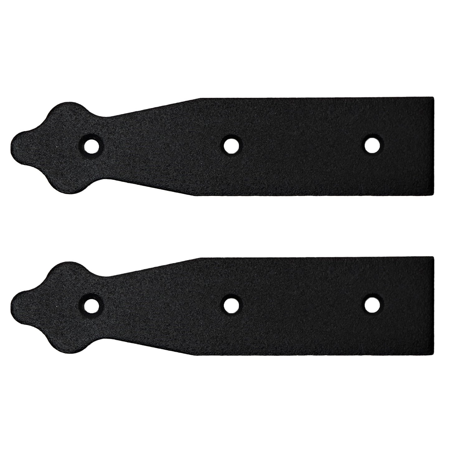 Pack of 2 x 150 mm Dummy Hinge Heads, Black Steel, Vintage False Strap Hinges, Weather Resistant, Rust Proof Powder Coating