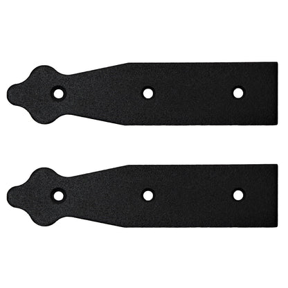 Pack of 2 x 150 mm Dummy Hinge Heads, Black Steel, Vintage False Strap Hinges, Weather Resistant, Rust Proof Powder Coating