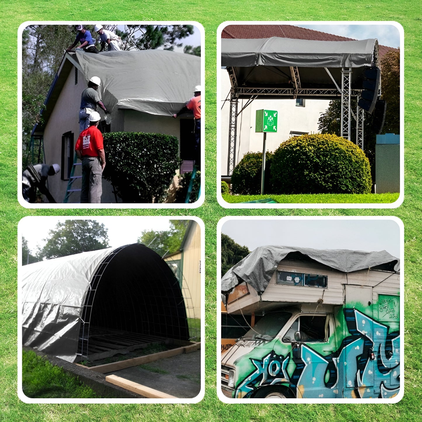 1.5 x 2 m Heavy-Duty Tarpaulin Cover - Silver/Black 260GSM - Waterproof, Frost-Resistant, UV Protection, Multipurpose, Groundsheet