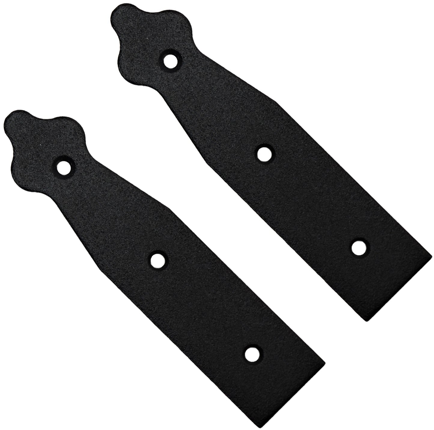 Pack of 2 x 150 mm Dummy Hinge Heads, Black Steel, Vintage False Strap Hinges, Weather Resistant, Rust Proof Powder Coating