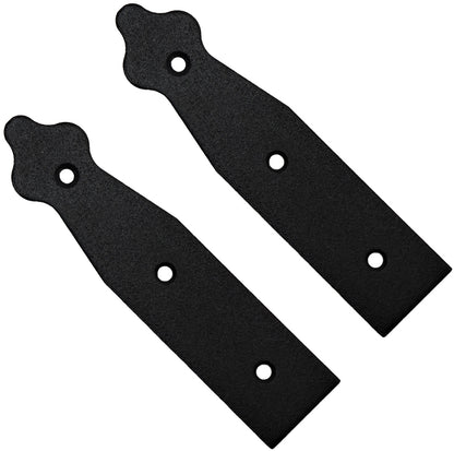Pack of 2 x 150 mm Dummy Hinge Heads, Black Steel, Vintage False Strap Hinges, Weather Resistant, Rust Proof Powder Coating
