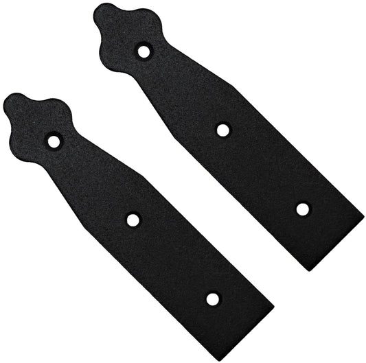 Pack of 2 x 150 mm Dummy Hinge Heads, Black Steel, Vintage False Strap Hinges, Weather Resistant, Rust Proof Powder Coating