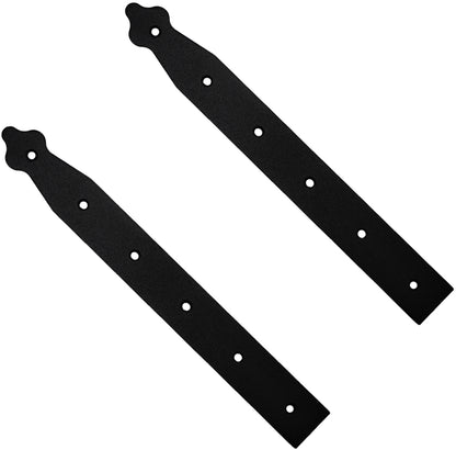 Pack of 2 x 300 mm Dummy Hinge Heads, Black Steel, Vintage False Strap Hinges, Weather Resistant, Rust Proof Powder Coating