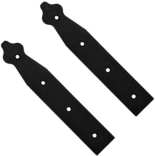 Pack of 2 x 200 mm Dummy Hinge Heads, Black Steel, Vintage False Strap Hinges, Weather Resistant, Rust Proof Powder Coating