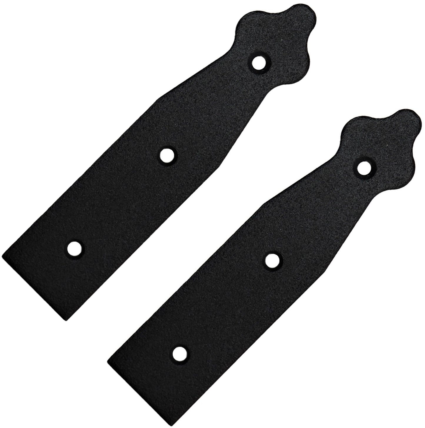 Pack of 2 x 150 mm Dummy Hinge Heads, Black Steel, Vintage False Strap Hinges, Weather Resistant, Rust Proof Powder Coating