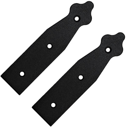 Pack of 2 x 150 mm Dummy Hinge Heads, Black Steel, Vintage False Strap Hinges, Weather Resistant, Rust Proof Powder Coating