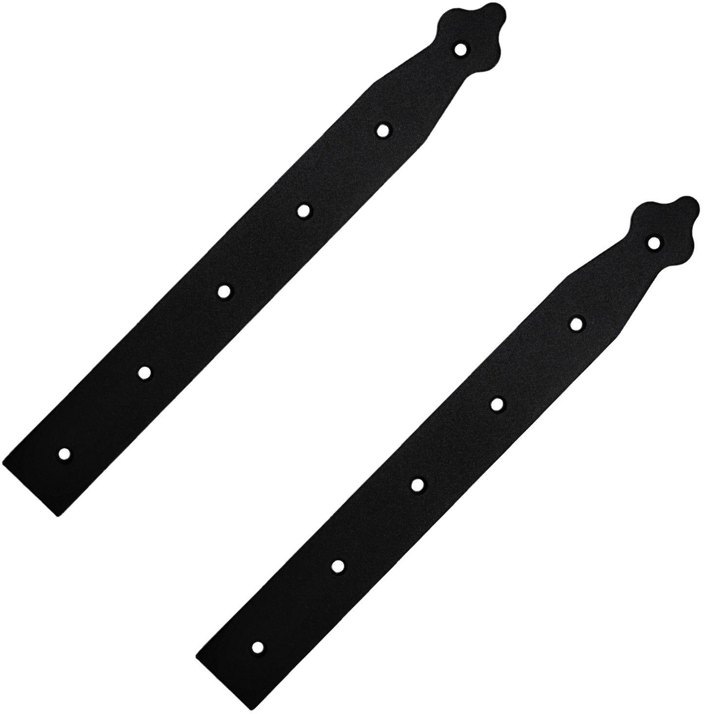 Pack of 2 x 300 mm Dummy Hinge Heads, Black Steel, Vintage False Strap Hinges, Weather Resistant, Rust Proof Powder Coating