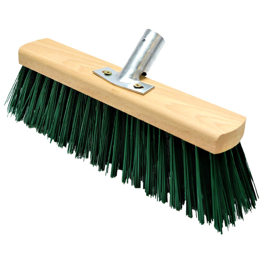 Heavy Duty Garden Broom Head, Outdoor 20" Synthetic Hard Bristle Sweeping Brush for Cleaning Gardens, Yards, Patios (Green)