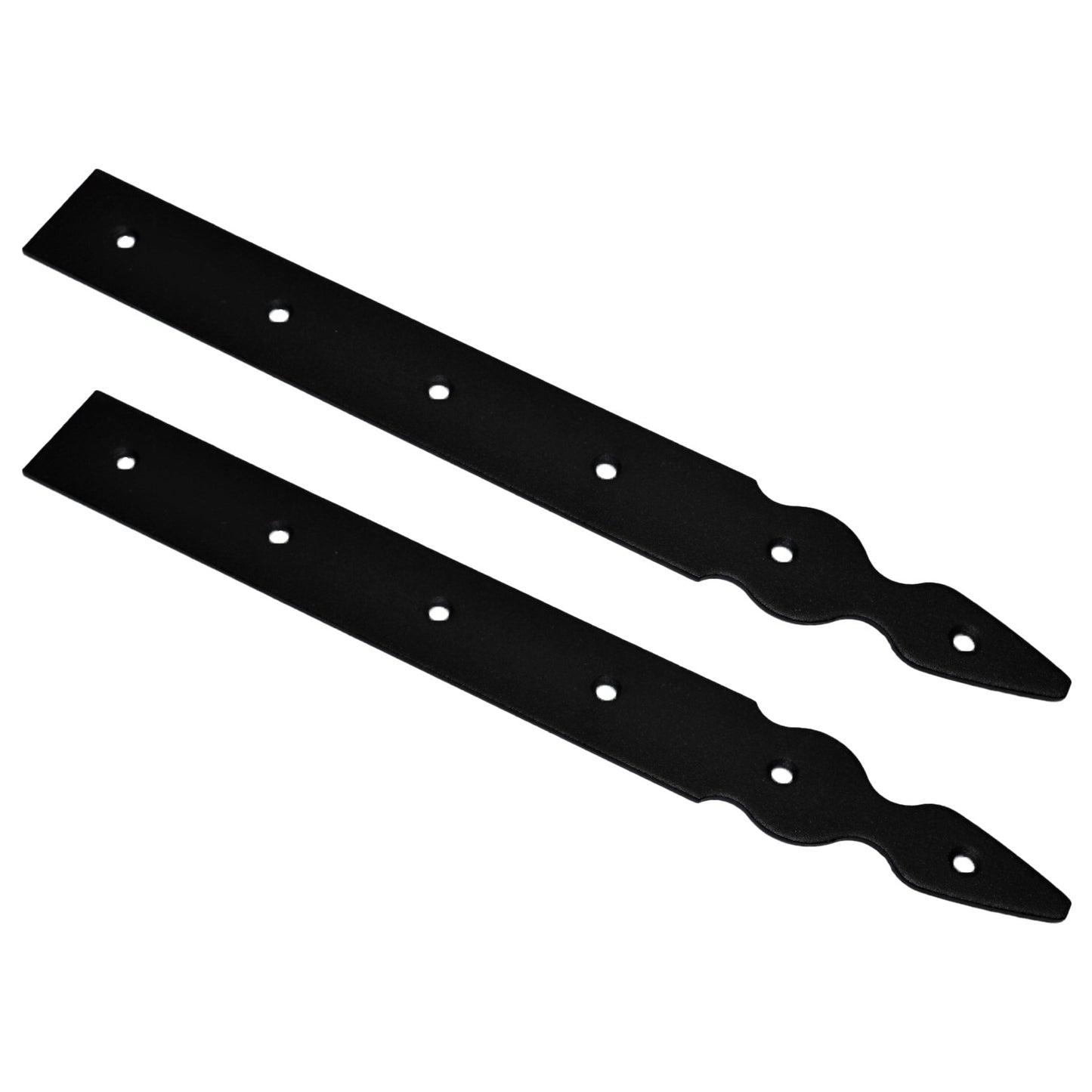 Pack of 2 x 300 mm Dummy Hinge Heads, Vintage False Strap Hinge, Black Steel, Weather Resistant, Rust Proof Powder Coating