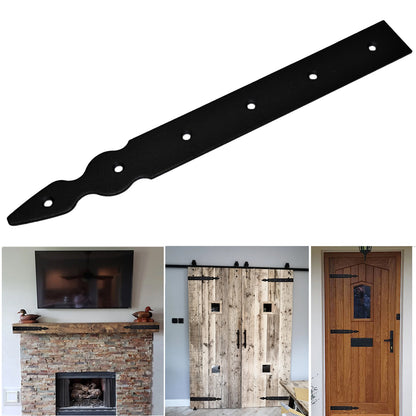Pack of 1 x 300 mm Dummy Hinge Head, Vintage False Strap Hinge, Black Steel, Weather Resistant, Rust Proof Powder Coating