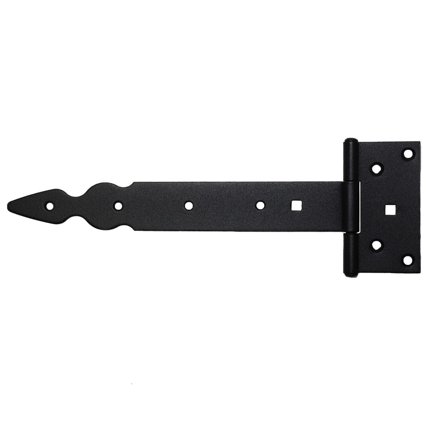 Pack of 1 x 250 mm T-Hinge Black, Steel Tee Hinges, Weather Resistant, Rust Proof Powder Coating, T Strap Hingess