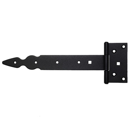 Pack of 1 x 250 mm T-Hinge Black, Steel Tee Hinges, Weather Resistant, Rust Proof Powder Coating, T Strap Hingess