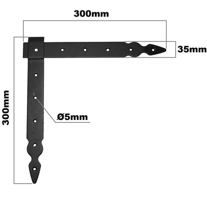 Pack of 2 x Flat Corner L Shape Plate, 300 x 300 mm Black Flat Right Angle Bracket, Powder Coated Steel Repair Brace Support