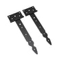 Pack of 2 x 250 mm T-Hinge Black, Steel Tee Hinges, Weather Resistant, Rust Proof Powder Coating, T Strap Hingess