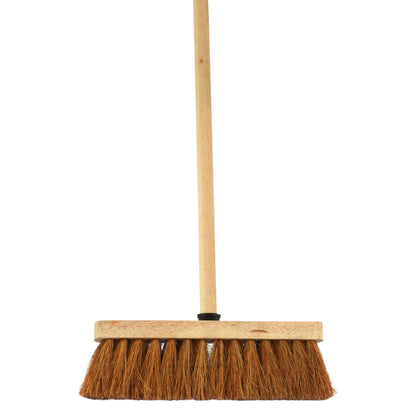 12-Inch Natural Soft Coco Sweeping Broom with Wooden Handle - Eco-Friendly Soft Bristle Sweeping Brush