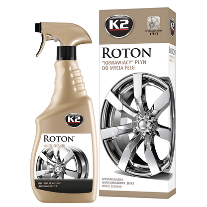 K2 Roton 700ml Wheel Cleaner, Brake Dust and Road Grime Remover for Steel, Alloy, Chrome, Painted Wheels - Colour-Changing Formula