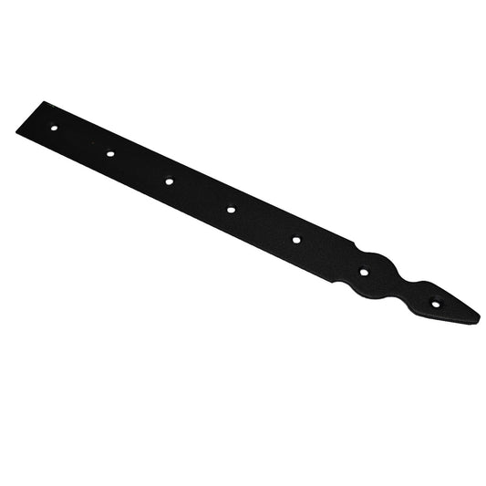 Pack of 1 x 350 mm Dummy Hinge Head, Vintage False Strap Hinge, Black Steel, Weather Resistant, Rust Proof Powder Coating