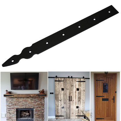 Pack of 1 x 350 mm Dummy Hinge Head, Vintage False Strap Hinge, Black Steel, Weather Resistant, Rust Proof Powder Coating