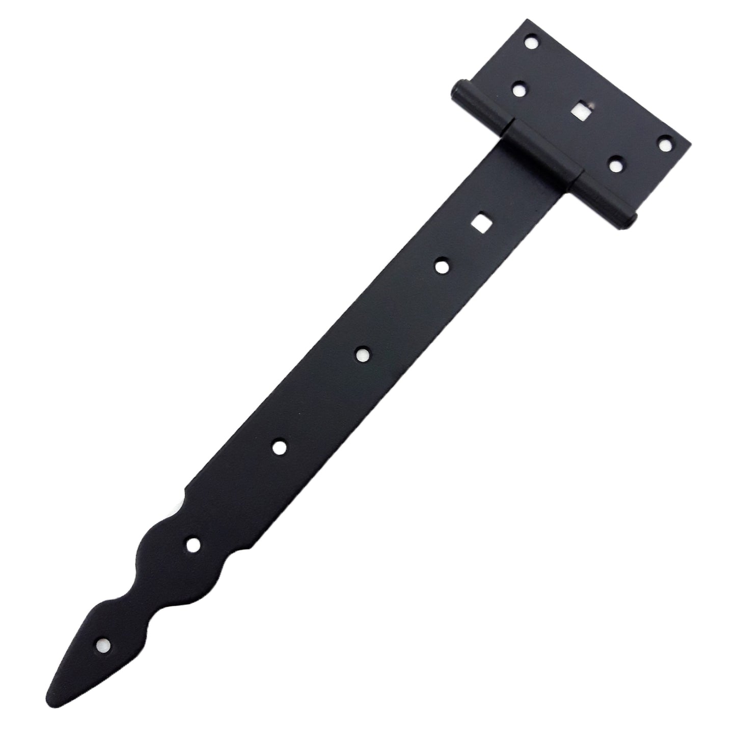 Pack of 10 x 300 mm T-Hinge Black, Steel Tee Hinges, Weather Resistant, Rust Proof Powder Coating, T Strap Hinges