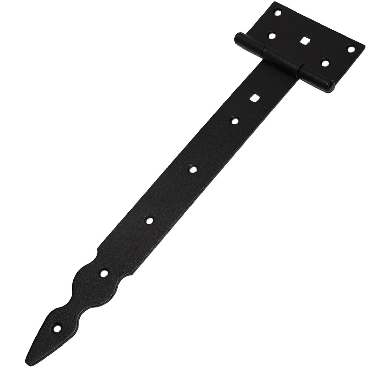 Pack of 1 x 300 mm T-Hinge Black, Steel Tee Hinges, Weather Resistant, Rust Proof Powder Coating, T Strap Hingess