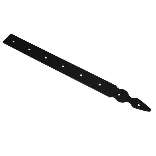 Pack of 1 x 400 mm Dummy Hinge Head, Vintage False Strap Hinge, Black Steel, Weather Resistant, Rust Proof Powder Coating