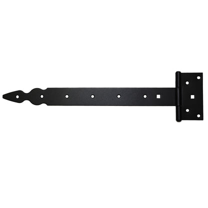Pack of 10 x 350 mm T-Hinge Black, Steel Tee Hinges, Weather Resistant, Rust Proof Powder Coating, T Strap Hinges