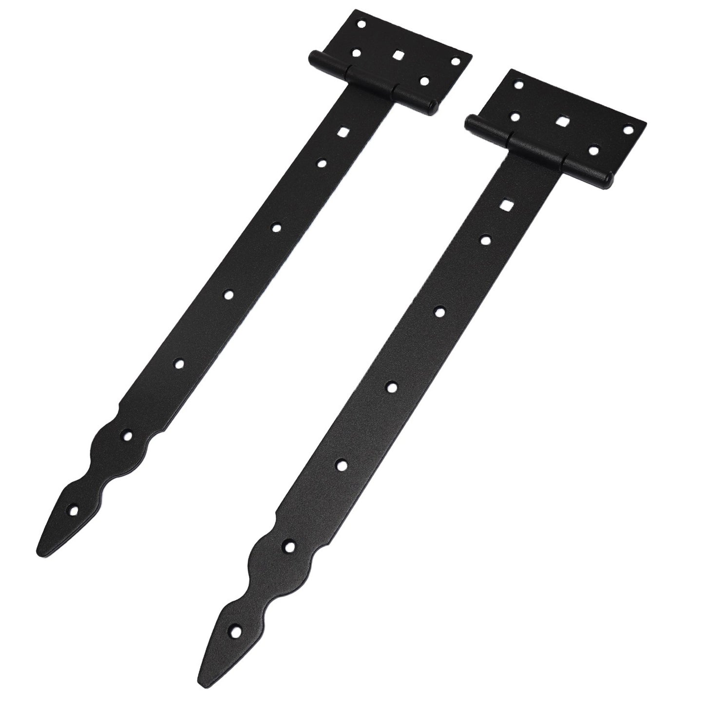 Pack of 2 x 350 mm T-Hinge Black, Steel Tee Hinges, Weather Resistant, Rust Proof Powder Coating, T Strap Hingess