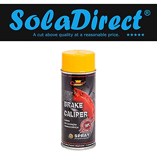400 mL Yellow Brake Caliper Spray Paint - High Temperature Coating up to 150°C for Calipers & Brake Drums - Helps Protect from Corrosion and Chemicals, Abrasion Resistant Finish for Car, Motorbike