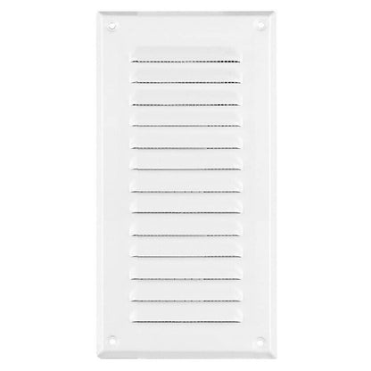 White Metal Air Vent Grille with Fly Screen Flat Ducting Ventilation Cover (125 x 295 mm)