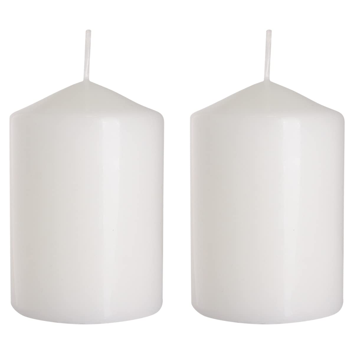 Pillar Candles, Pack of 2, Unscented, Long Burning Time, 15 x 7 cm / 6 x 2.75 in (White, Matt)