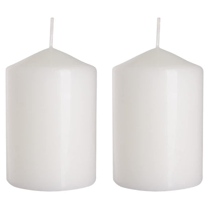 Pillar Candles, Pack of 2, Unscented, Long Burning Time, 15 x 7 cm / 6 x 2.75 in (White, Matt)