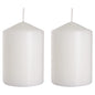 Pillar Candles, Pack of 2, Unscented, Long Burning Time, 15 x 7 cm / 6 x 2.75 in (White, Matt)