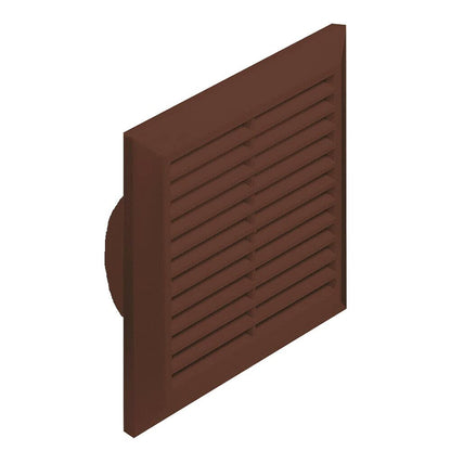 170 mm x 170 mm Brown Air Vent Grille for 100 mm Round Duct Hose Pipe Connection