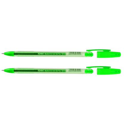 Ballpoint Pens, Gel Ink Ballpoint Pens, Smudge Free, Extra Fine Point 0.5 mm, Ideal for School, Office (Green, 2 Pens)