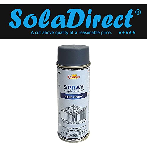 400 mL Zinc Rich Spray Paint Anti-Corrosion Primer for Steel and Cast Iron - Approx. 85% Zinc in Dry Film, Fast Drying, High Adhesion - for Metal Structures, Fences, Barriers, Tanks, Industrial Use