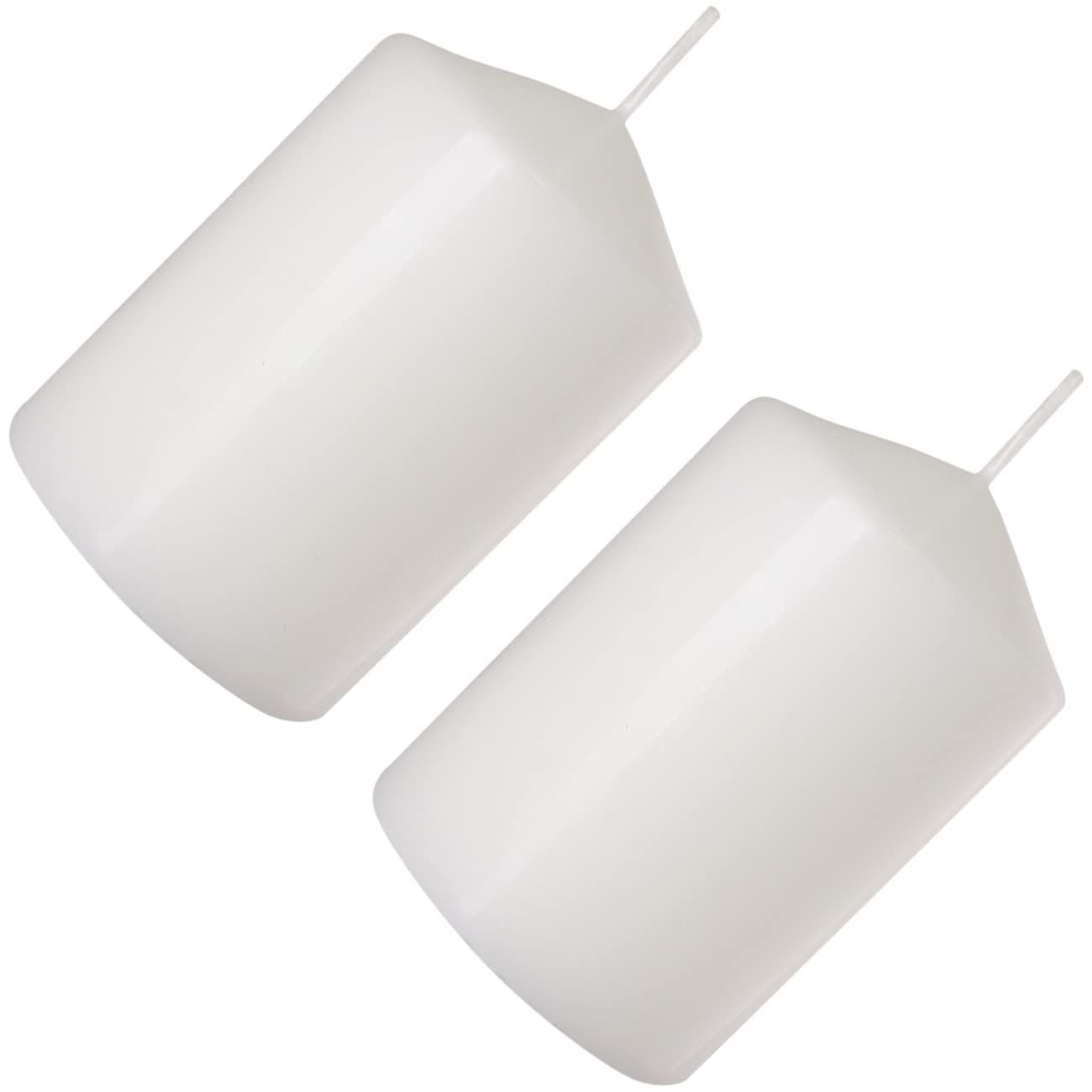 Pillar Candles, Pack of 2, Unscented, Long Burning Time, 15 x 7 cm / 6 x 2.75 in (White, Matt)