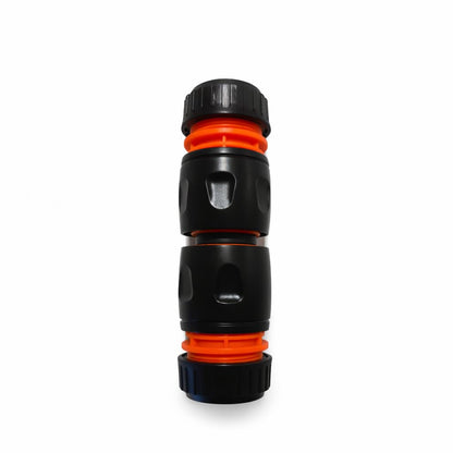 Hose Repair Set 1/2 Inch Quick Connectors - 2 End Hose Fittings Plus Double Male Joiner - Hozelock Gardena Compatible - Orange