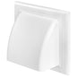 White Gravity Flap for 150 mm / 6" Round Wall Outlet - Ventilation Duct Cover with Non-Return Shutters and Rear Spigot