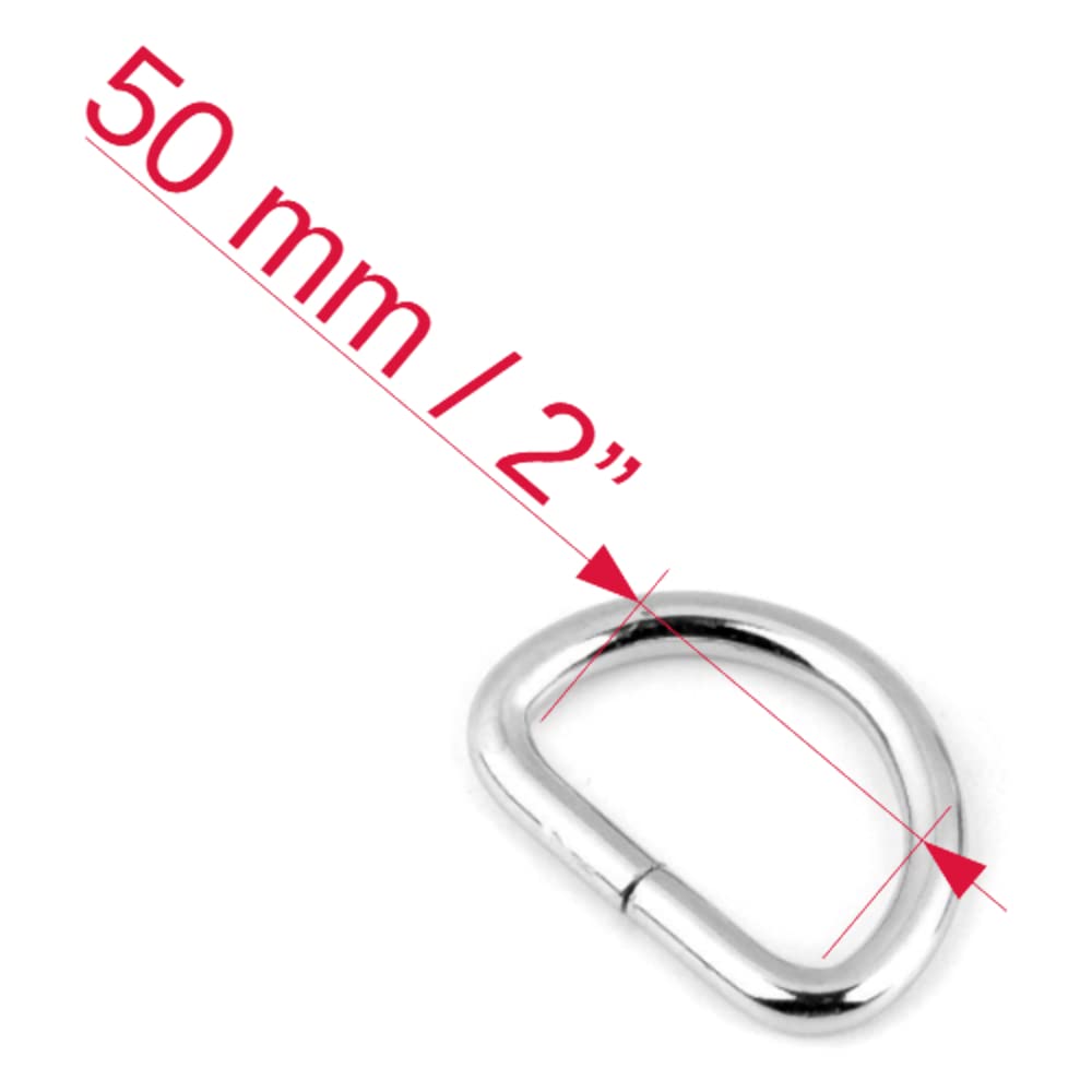 6 Pcs Buckles Set for 50 mm / 2" Webbing Strap, 6 x D Rings, Metal, Silver, Bag Making, Accessories, Straps, DIY, Crafts