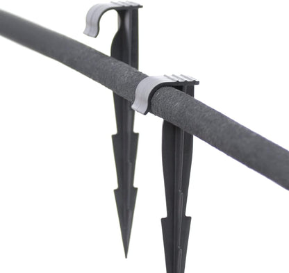 Garden Pegs, 100 Pieces Pack of 160mm / 6.3" Ground Pegs for Irrigation System, Ground Anchors for Drip Watering Line, Anchor Pegs