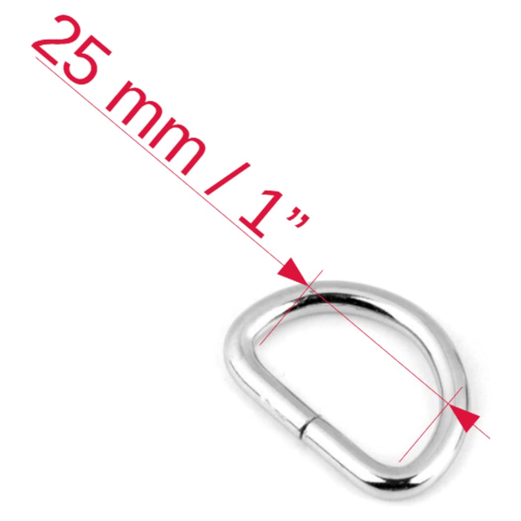 30 Pcs Buckles Set for 25 mm / 1" Webbing Strap, 30 x D Rings, Metal, Silver, Bag Making, Accessories, Straps, DIY, Crafts