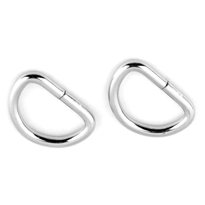 2 x 20 mm D Rings Buckles for Webbing Strap, Metal, Silver