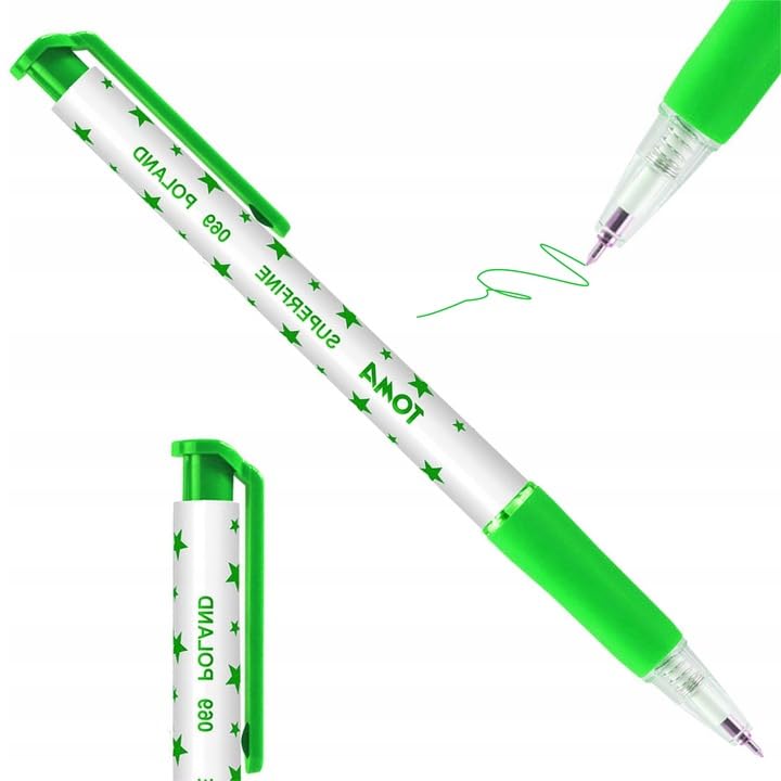 Ballpoint Pens, Retractable Smudge Free Pens, Extra Fine Point 0.5 mm, Ideal for School, Office, Everyday Use (Green, 3 Pens)