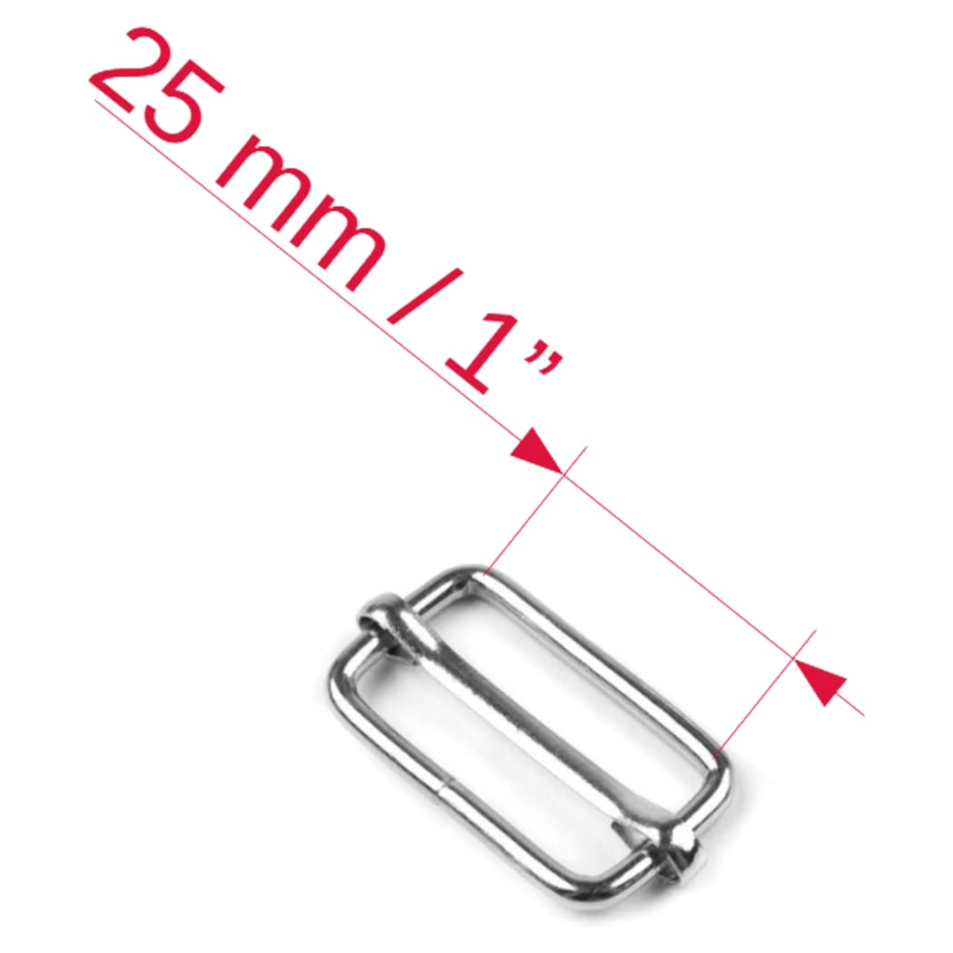 6 Pcs Buckles Set for 25 mm / 1" Webbing Strap, 6 x Triglide Sliders, Metal, Silver, Bag Making, Accessories, Straps, DIY, Crafts