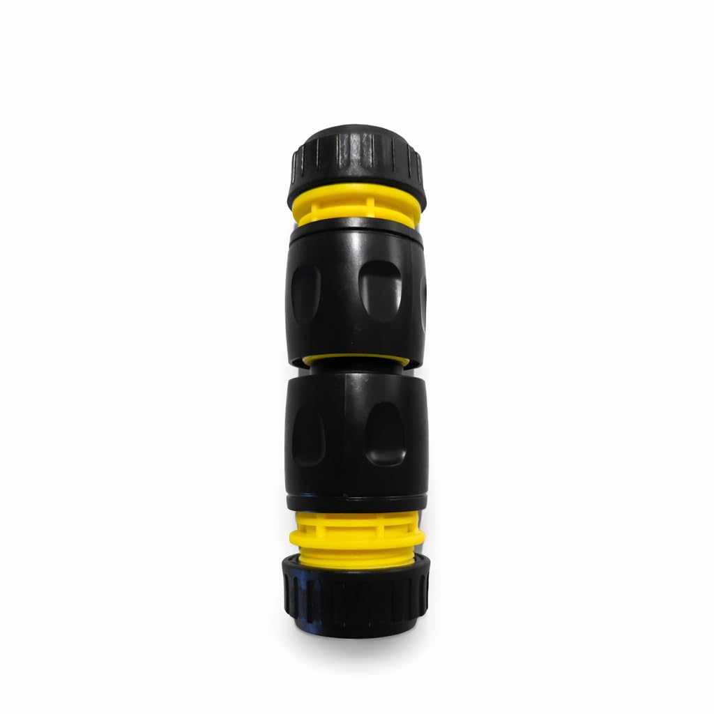 Hose Repair Set 1/2 Inch Quick Connectors - 2 End Hose Fittings Plus Double Male Joiner - Hozelock Gardena Compatible - Yellow
